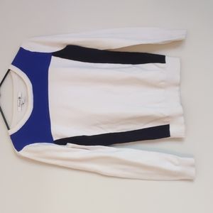 Forever 21 Color Block blue, black, and white crew neck sweater